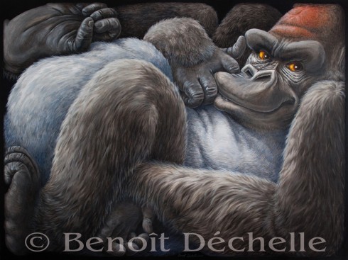 Gorille coincé – Acrylique sur toile – 200 x 150 cm